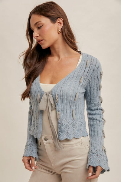 Chiffon Bow Tie Cardigan - Hope Boutique Shop