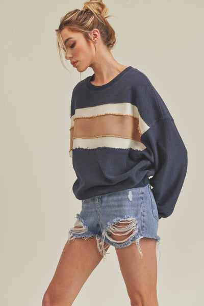 Navy Multi Stripe Pullover