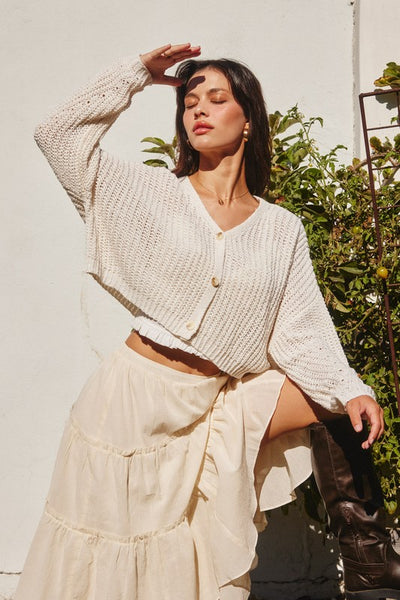 Open Knit Crop Cardigan