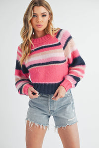 Fuzzy Multi Stripe Sweater