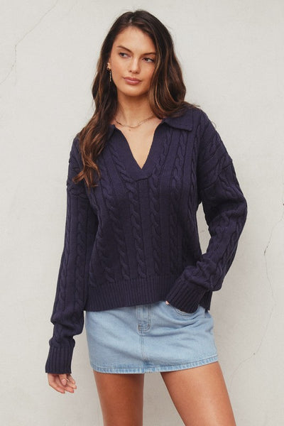 Cable Knit Collared Sweater