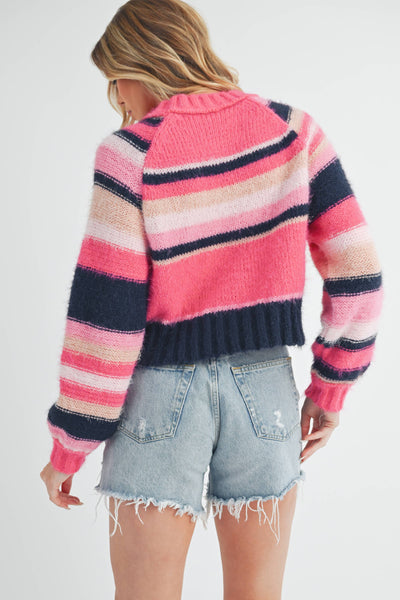 Fuzzy Multi Stripe Sweater